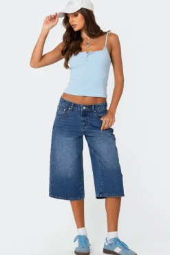 Xtra Long Low Rise Denim Bermuda Shorts
