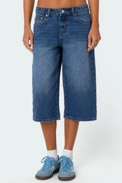 Xtra Long Low Rise Denim Bermuda Shorts