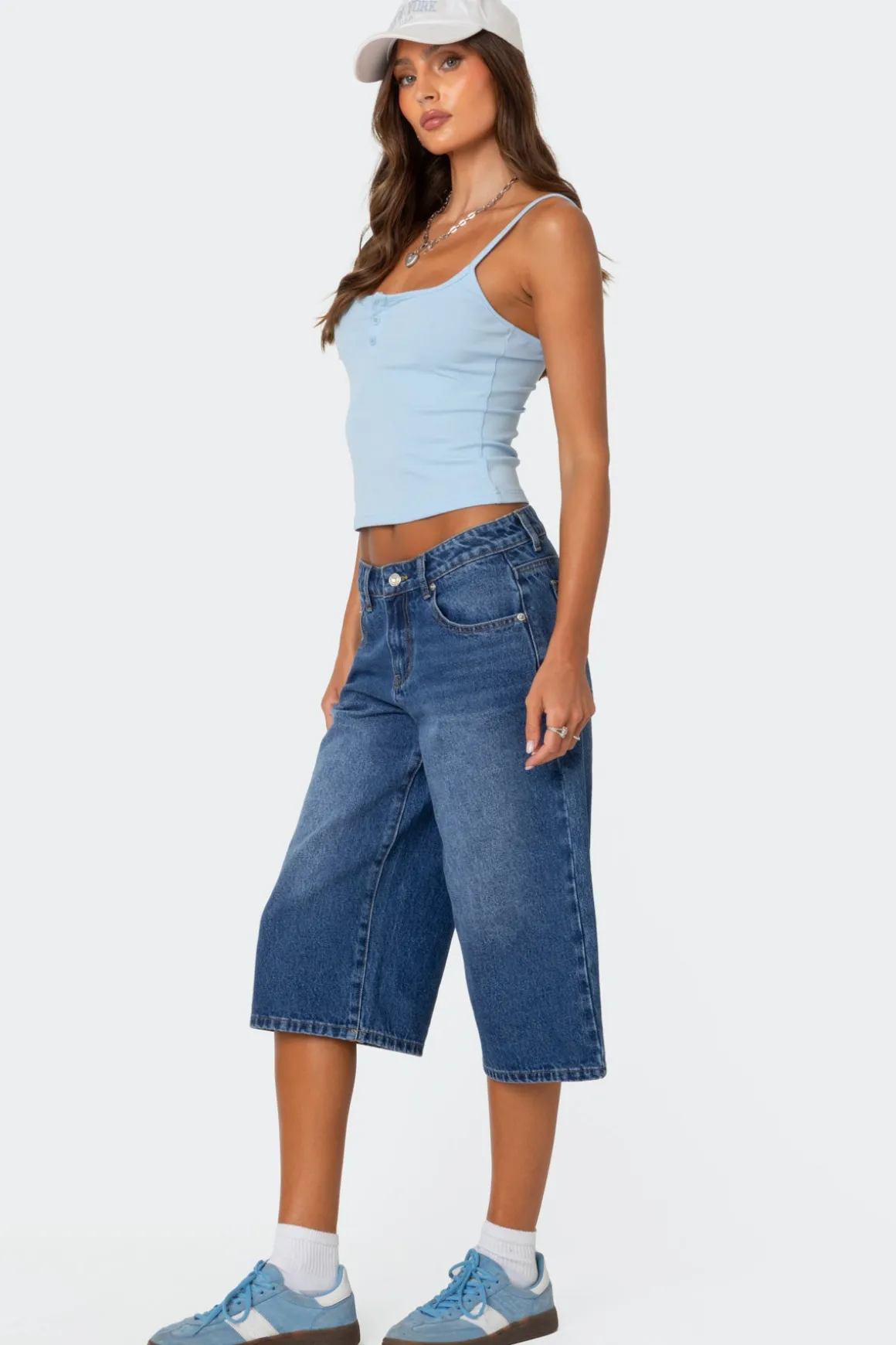 Xtra Long Low Rise Denim Bermuda Shorts