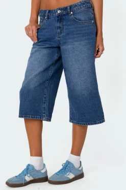 Xtra Long Low Rise Denim Bermuda Shorts