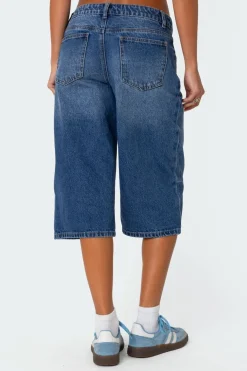 Xtra Long Low Rise Denim Bermuda Shorts