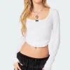 Yara Ribbed Ruffle Hem Top