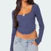 Yara Ribbed Ruffle Hem Top