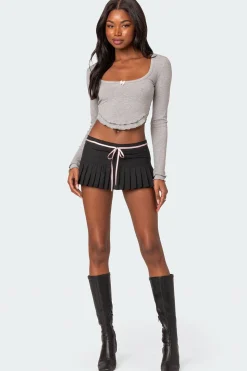 Yara Ribbed Ruffle Hem Top