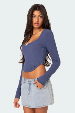 Yara Ribbed Ruffle Hem Top