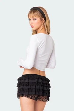 Yara Ribbed Ruffle Hem Top