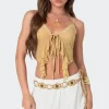 Yola Embroidered Tie Front Top