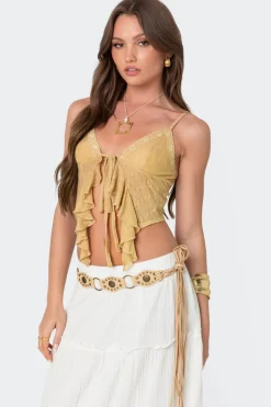 Yola Embroidered Tie Front Top