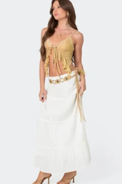 Yola Embroidered Tie Front Top