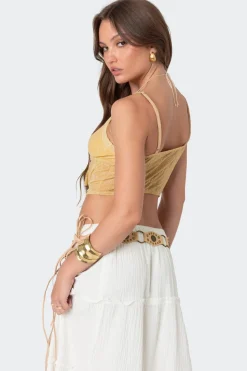 Yola Embroidered Tie Front Top
