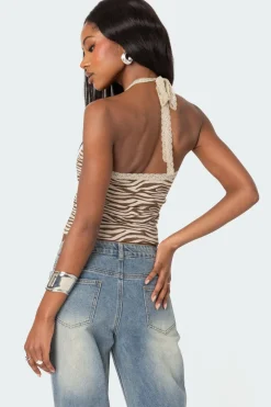 Zebra Printed Halter Top