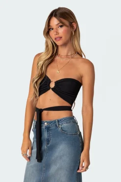 Zia Ribbed Ring Tie Crop Top