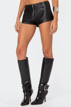 Zippy Faux Leather Micro Shorts