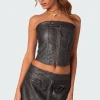 Ziva Faux Leather Lace Up Corset
