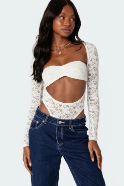 Zoey Sheer Lace Two Piece Bodysuit