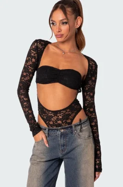 Zoey Sheer Lace Two Piece Bodysuit