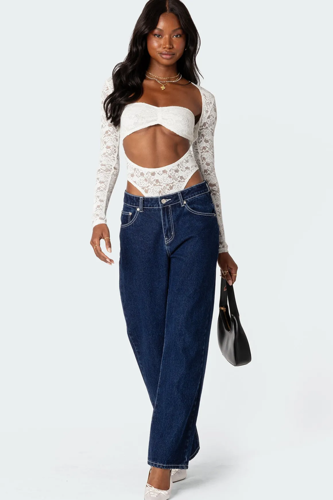 Zoey Sheer Lace Two Piece Bodysuit