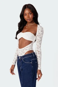 Zoey Sheer Lace Two Piece Bodysuit