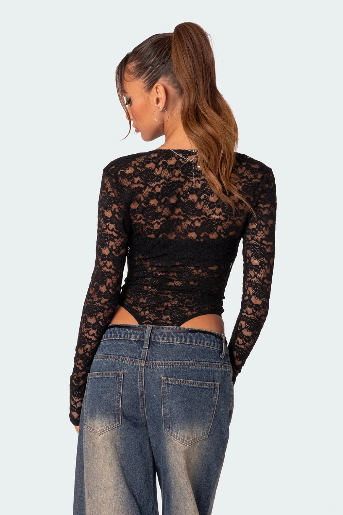 Zoey Sheer Lace Two Piece Bodysuit