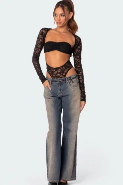 Zoey Sheer Lace Two Piece Bodysuit
