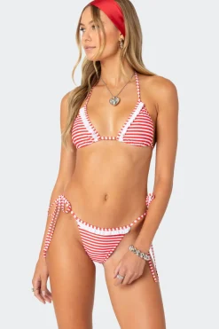 Zora Striped Triangle Bikini Top