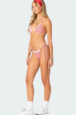 Zora Striped Triangle Bikini Top